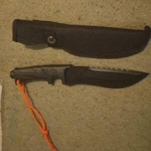 Black Tactical Knife with Sheath